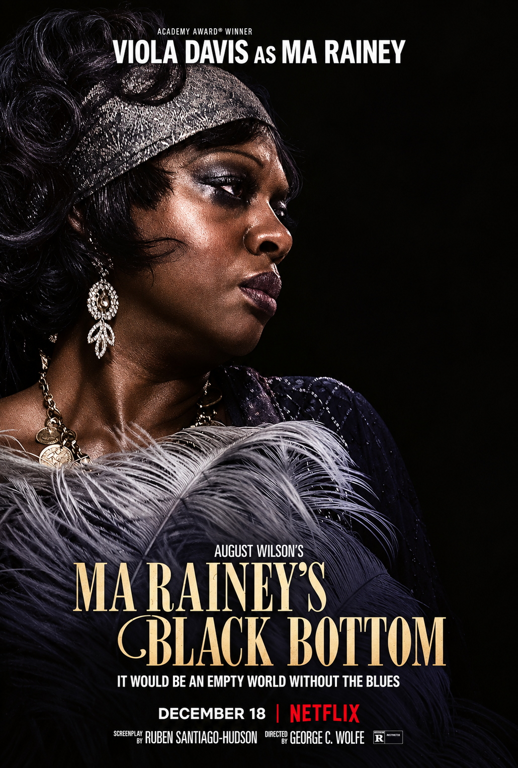 Pôster oficial do filme A Voz Suprema do Blues (Ma Rainey's Black Bottom), com Viola Davis como Ma Rainey.