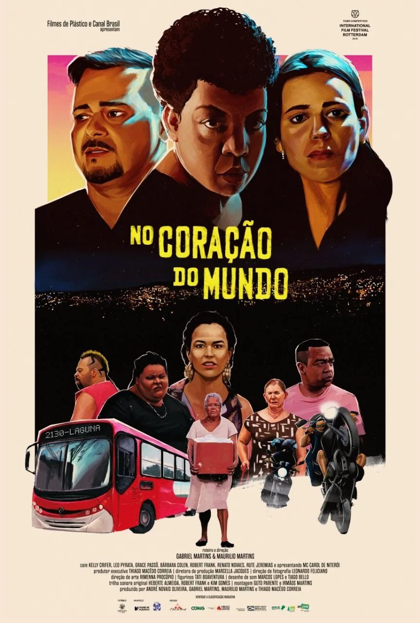 Pôster oficial do filme No Coração do Mundo, escrito e dirigido por Gabriel Martins e Maurílio Martins.